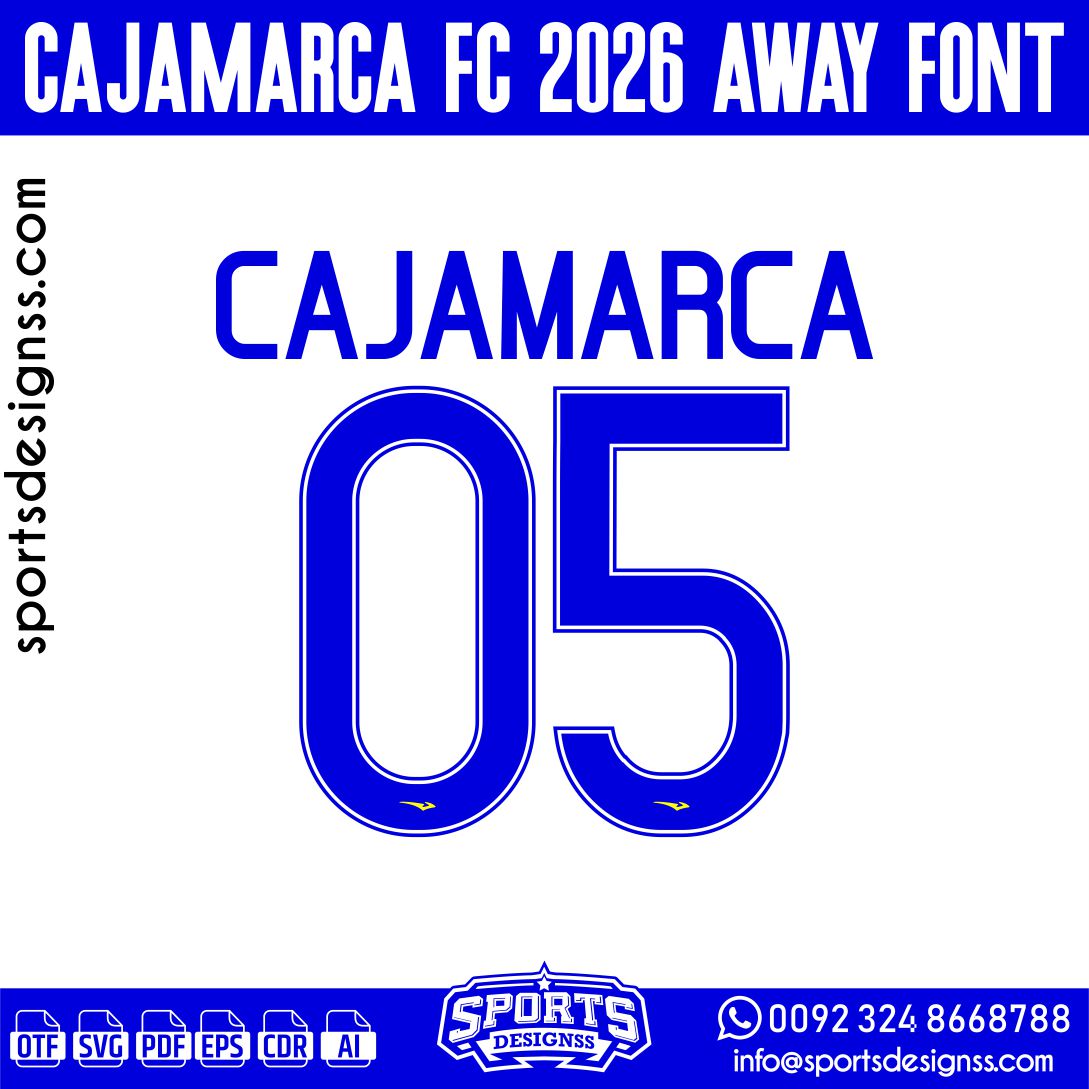 CAJAMARCA FC 2026 FONT by Sports Designss – a premium football jersey font inspired by modern kits. Perfect for creating professional soccer designs, team jerseys, and custom branding projects.