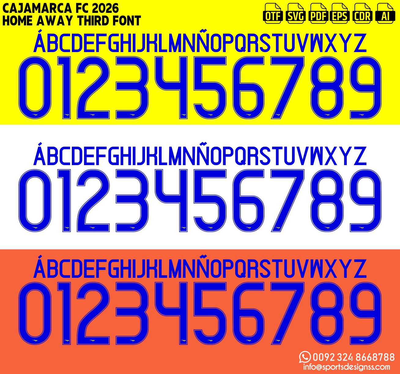CAJAMARCA FC 2026 FONT by Sports Designss – a premium football jersey font inspired by modern kits. Perfect for creating professional soccer designs, team jerseys, and custom branding projects.