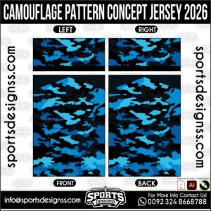 Download CAMOUFLAGE PATTERN CONCEPT JERSEY. Premium sublimation football shirt design, editable AI file for custom soccer kits and printing.