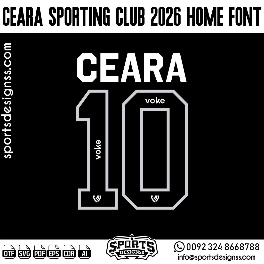 CEARA SPORTING CLUB 2026 FONT by Sports Designss – a premium football jersey font inspired by modern kits. Perfect for creating professional soccer designs, team jerseys, and custom branding projects.