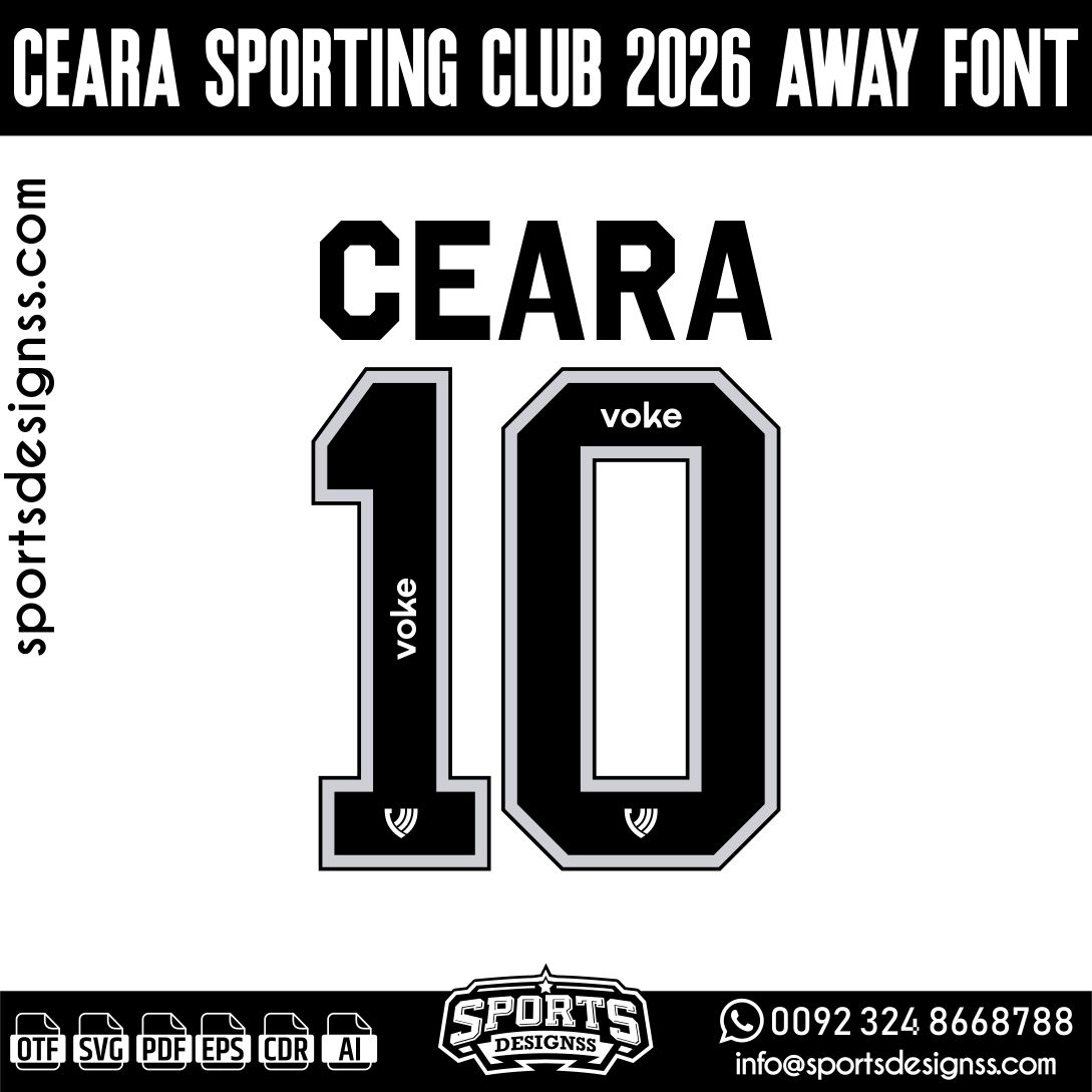 CEARA SPORTING CLUB 2026 FONT by Sports Designss – a premium football jersey font inspired by modern kits. Perfect for creating professional soccer designs, team jerseys, and custom branding projects.