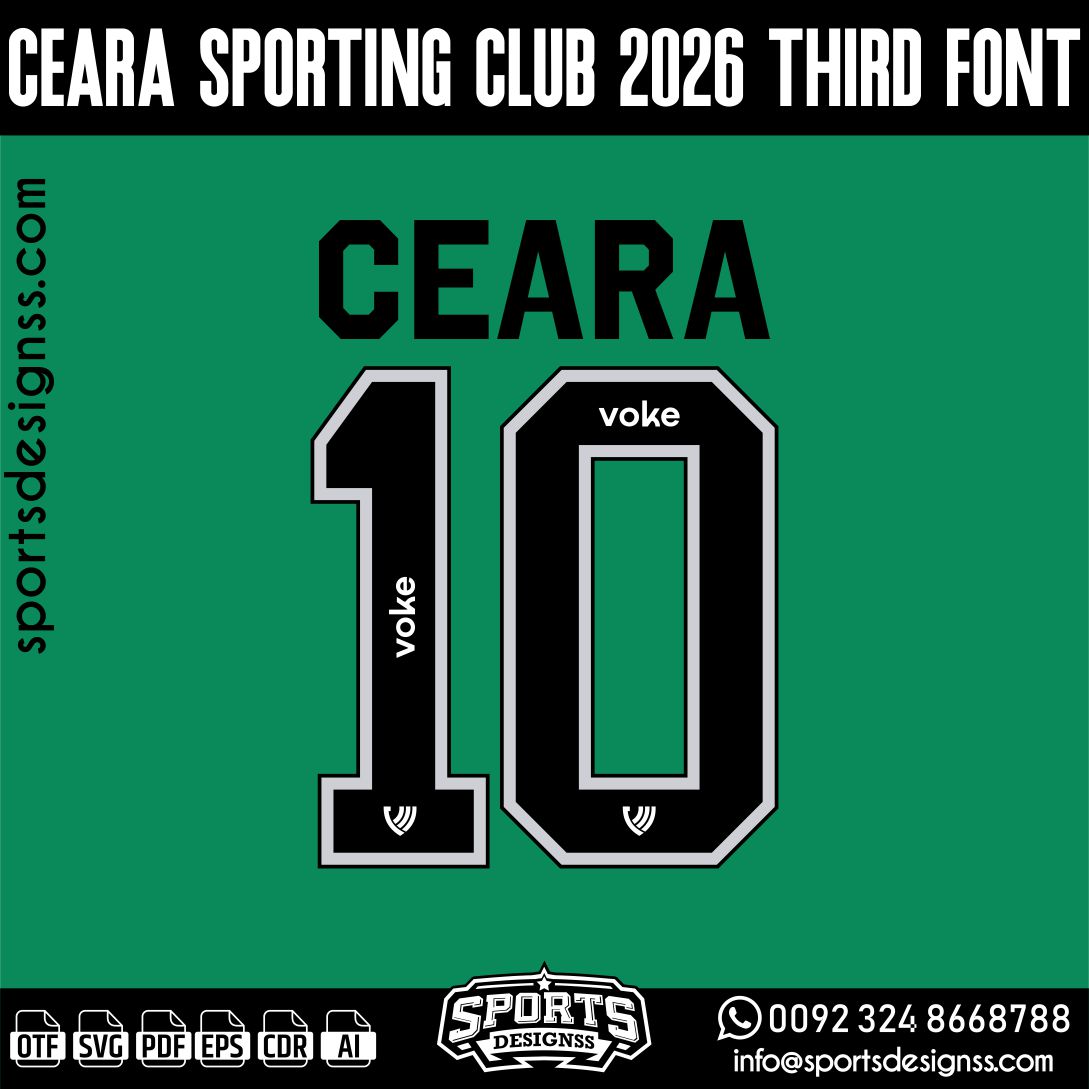 CEARA SPORTING CLUB 2026 FONT by Sports Designss – a premium football jersey font inspired by modern kits. Perfect for creating professional soccer designs, team jerseys, and custom branding projects.