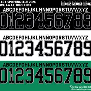 CEARA SPORTING CLUB 2026 FONT by Sports Designss – a premium football jersey font inspired by modern kits. Perfect for creating professional soccer designs, team jerseys, and custom branding projects.