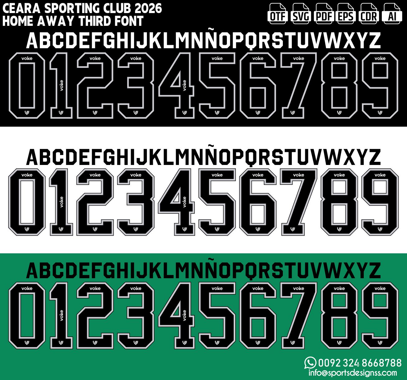 CEARA SPORTING CLUB 2026 FONT by Sports Designss – a premium football jersey font inspired by modern kits. Perfect for creating professional soccer designs, team jerseys, and custom branding projects.