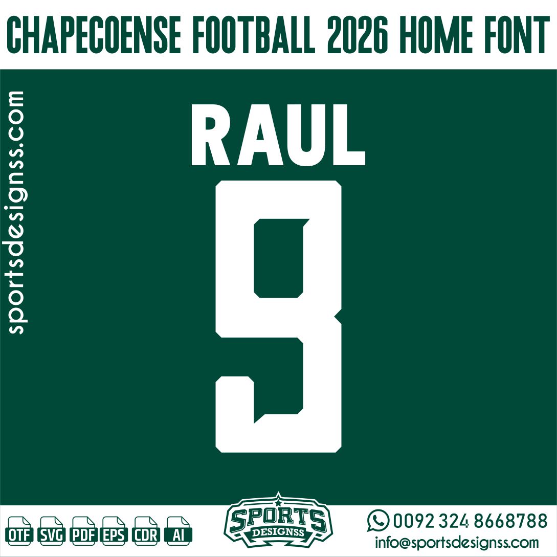CHAPECOENSE FOOTBALL 2026 FONT by Sports Designss – a premium football jersey font inspired by modern kits. Perfect for creating professional soccer designs, team jerseys, and custom branding projects.