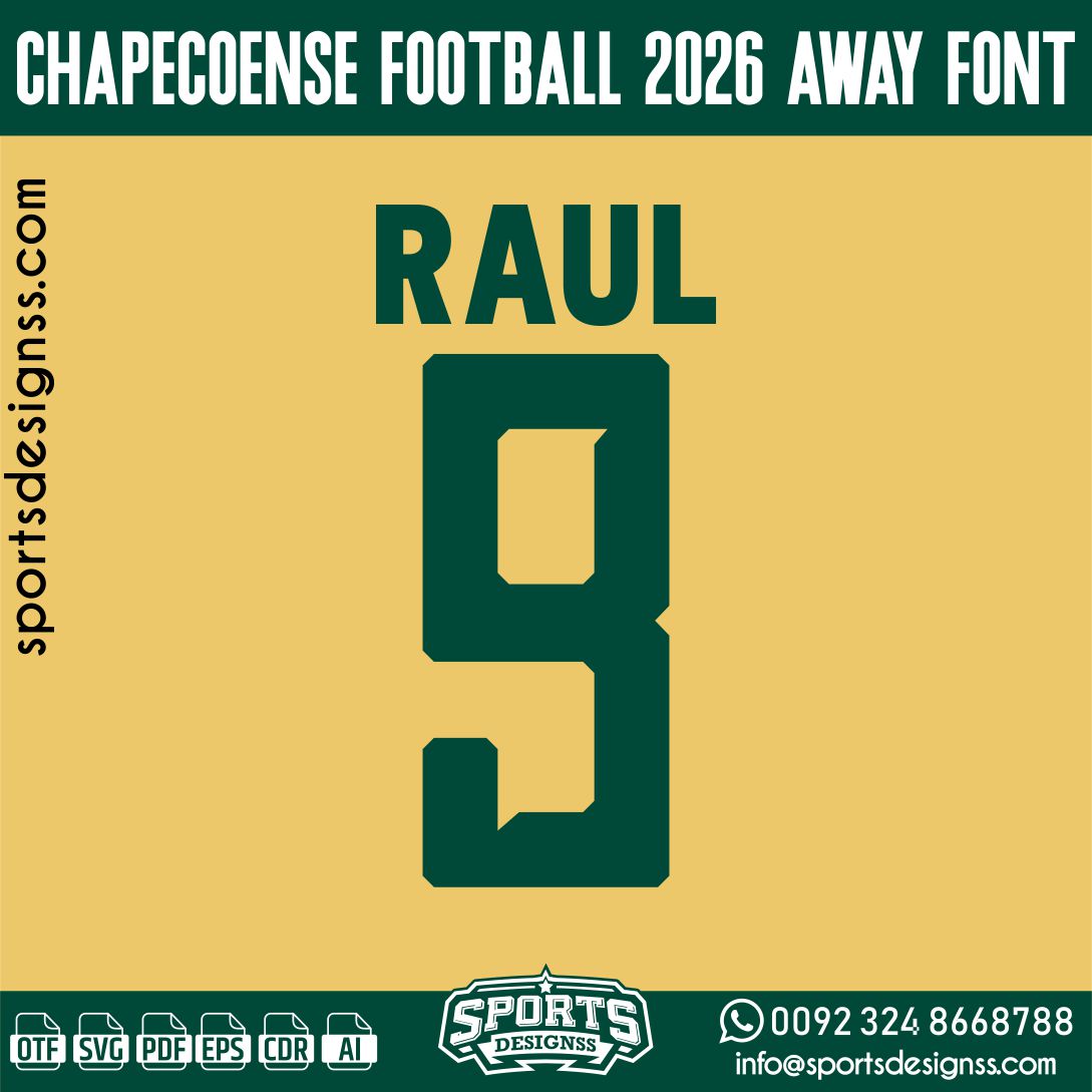 CHAPECOENSE FOOTBALL 2026 FONT by Sports Designss – a premium football jersey font inspired by modern kits. Perfect for creating professional soccer designs, team jerseys, and custom branding projects.