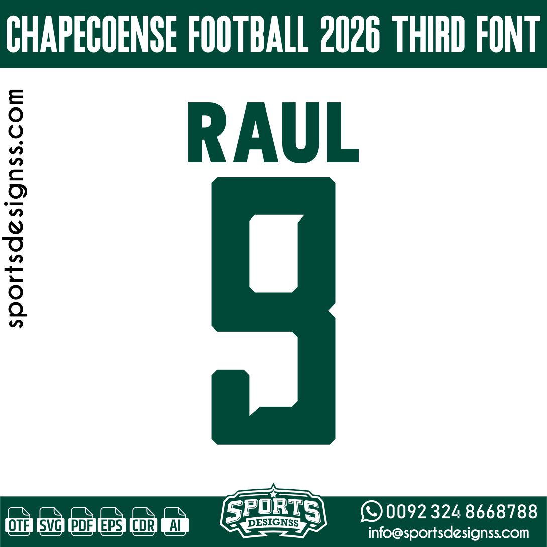 CHAPECOENSE FOOTBALL 2026 FONT by Sports Designss – a premium football jersey font inspired by modern kits. Perfect for creating professional soccer designs, team jerseys, and custom branding projects.