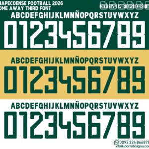CHAPECOENSE FOOTBALL 2026 FONT by Sports Designss – a premium football jersey font inspired by modern kits. Perfect for creating professional soccer designs, team jerseys, and custom branding projects.