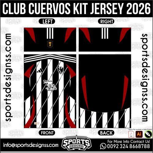 Download CLUB CUERVOS KIT JERSEY. Premium sublimation football shirt design, editable AI file for custom soccer kits and printing.