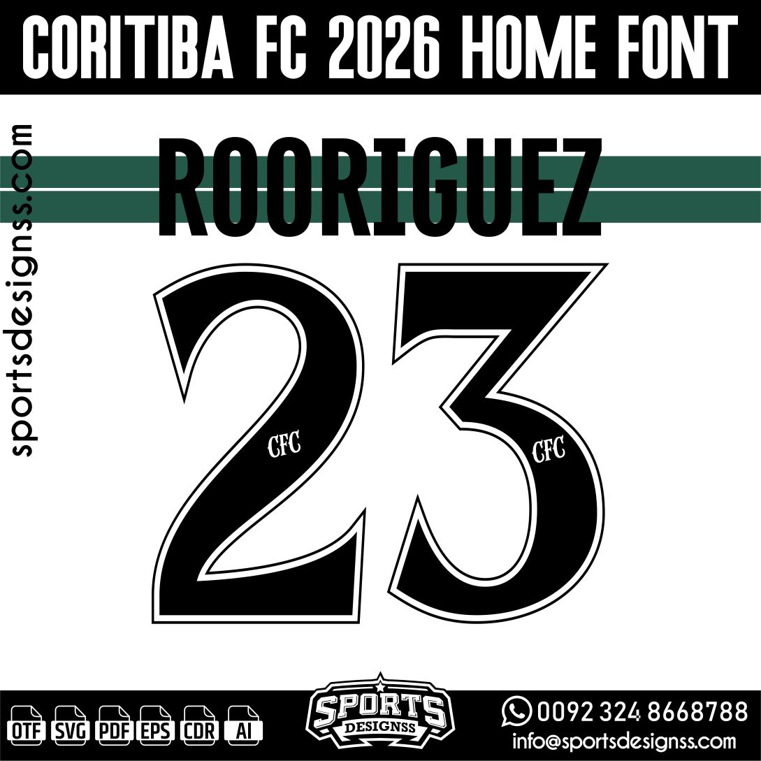 CORITIBA FC 2026 FONT by Sports Designss – a premium football jersey font inspired by modern kits. Perfect for creating professional soccer designs, team jerseys, and custom branding projects.