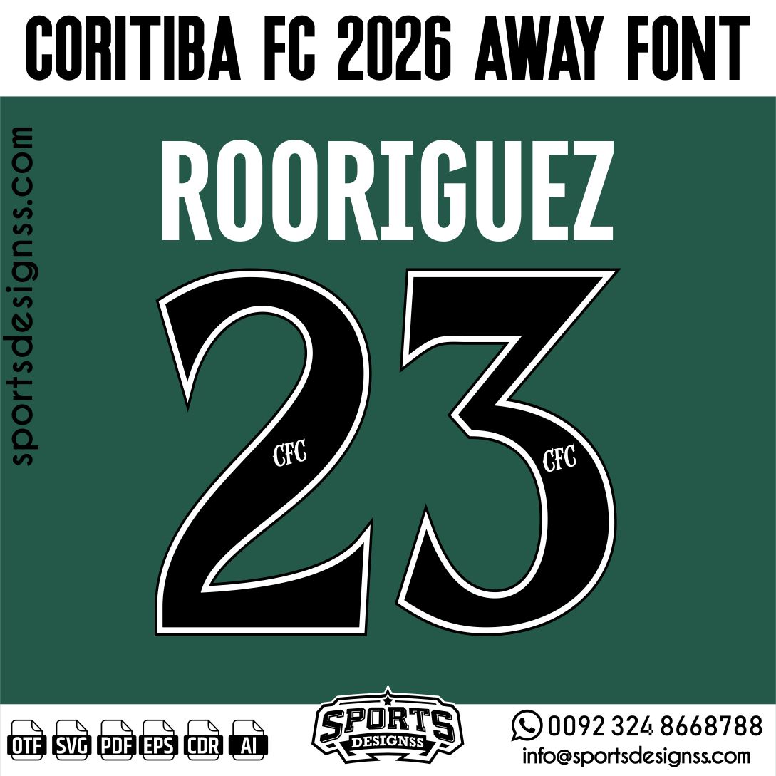 CORITIBA FC 2026 FONT by Sports Designss – a premium football jersey font inspired by modern kits. Perfect for creating professional soccer designs, team jerseys, and custom branding projects.