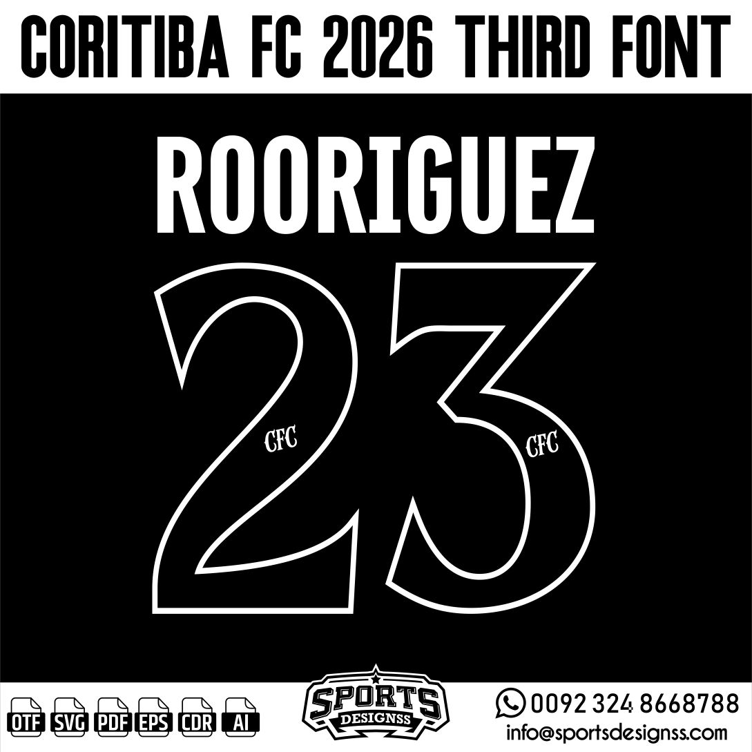 CORITIBA FC 2026 FONT by Sports Designss – a premium football jersey font inspired by modern kits. Perfect for creating professional soccer designs, team jerseys, and custom branding projects.