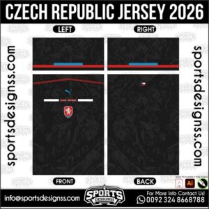 Download CZECH REPUBLIC JERSEY. Premium sublimation football shirt design, editable AI file for custom soccer kits and printing.
