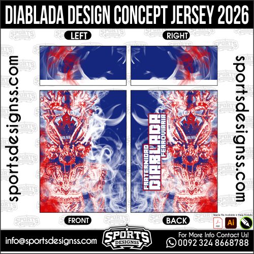 Download DIABLADA DESIGN CONCEPT JERSEY. Premium sublimation football shirt design, editable AI file for custom soccer kits and printing.