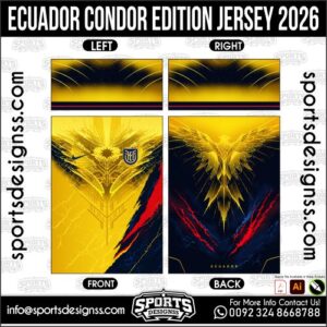 Download ECUADOR CONDOR EDITION JERSEY. Premium sublimation football shirt design, editable AI file for custom soccer kits and printing.