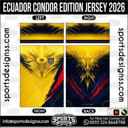 Download ECUADOR CONDOR EDITION JERSEY. Premium sublimation football shirt design, editable AI file for custom soccer kits and printing.