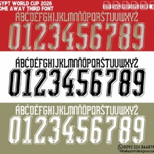 EGYPT WORLD CUP 2026 FONT by Sports Designss β a premium football jersey font inspired by modern kits. Perfect for creating professional soccer designs, team jerseys, and custom branding projects.