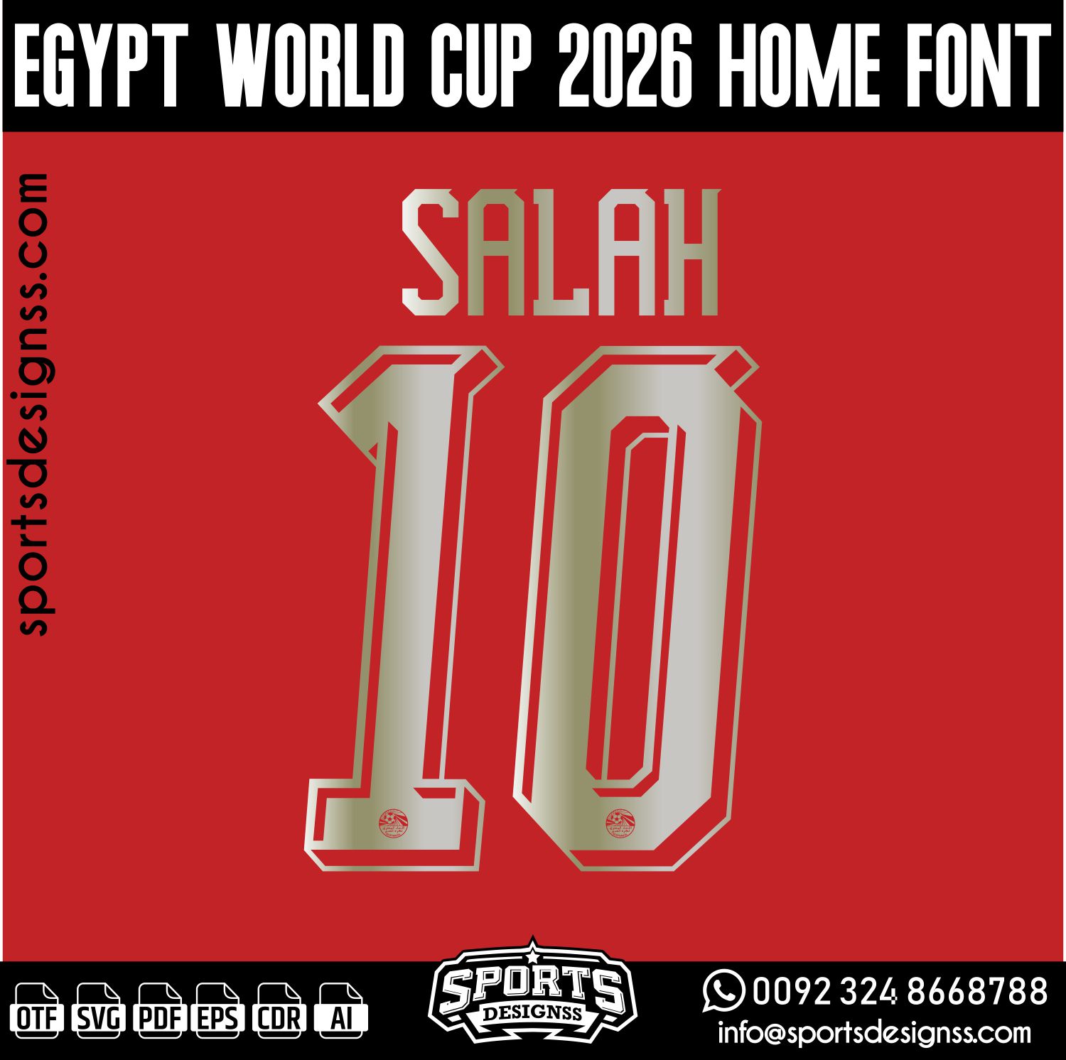 EGYPT WORLD CUP 2026 FONT by Sports Designss – a premium football jersey font inspired by modern kits. Perfect for creating professional soccer designs, team jerseys, and custom branding projects.