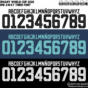 GERMANY WORLD CUP 2026 FONT by Sports Designss β a premium football jersey font inspired by modern kits. Perfect for creating professional soccer designs, team jerseys, and custom branding projects.