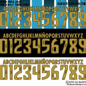 Gremio FBPA 2026 FONT by Sports Designss – a premium football jersey font inspired by modern kits. Perfect for creating professional soccer designs, team jerseys, and custom branding projects.