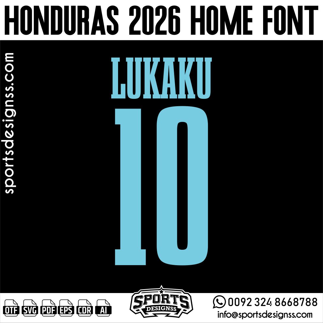 HONDURAS 2026 FONT by Sports Designss – a premium football jersey font inspired by modern kits. Perfect for creating professional soccer designs, team jerseys, and custom branding projects.