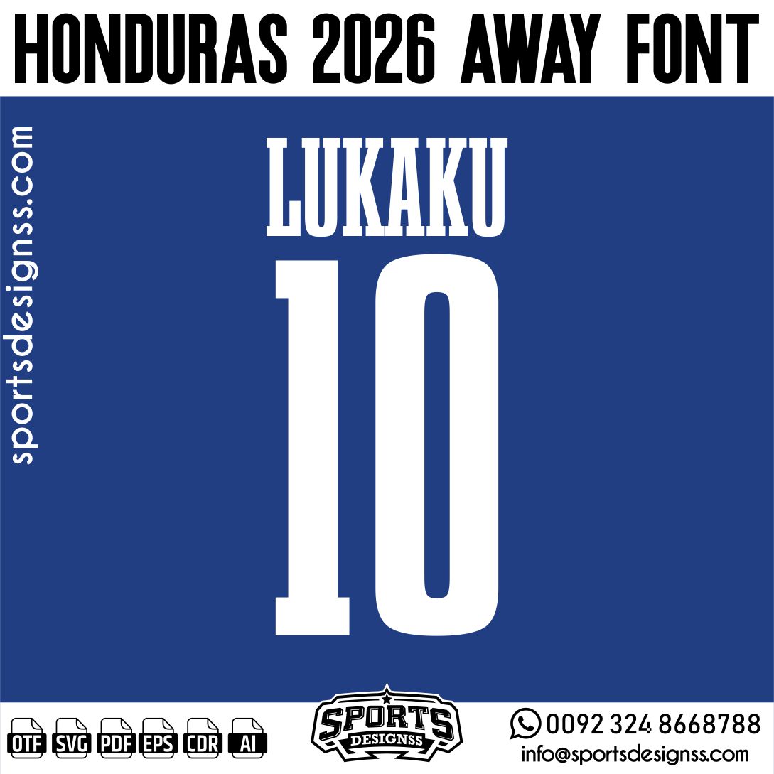 HONDURAS 2026 FONT by Sports Designss – a premium football jersey font inspired by modern kits. Perfect for creating professional soccer designs, team jerseys, and custom branding projects.