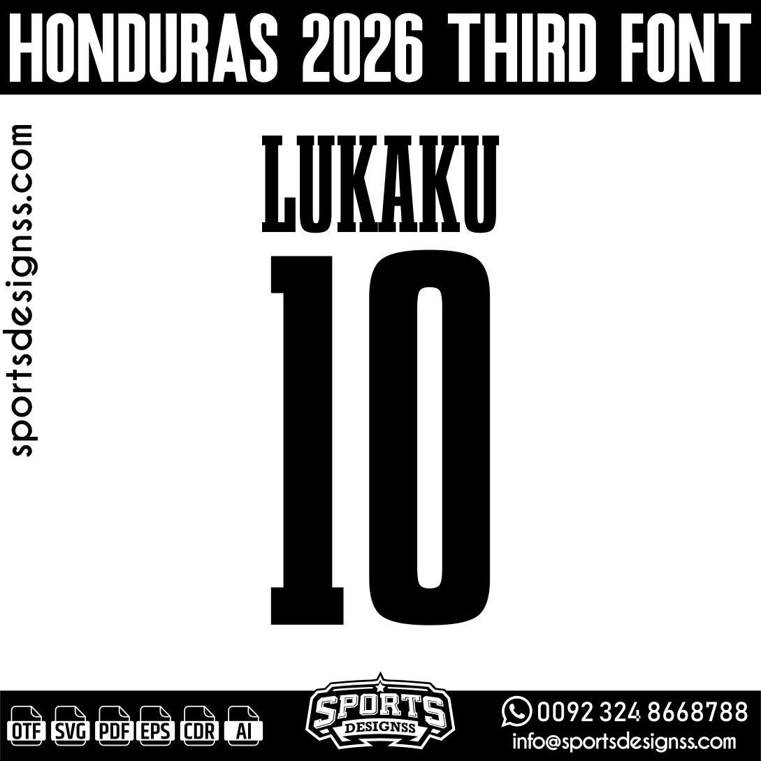 HONDURAS 2026 FONT by Sports Designss – a premium football jersey font inspired by modern kits. Perfect for creating professional soccer designs, team jerseys, and custom branding projects.