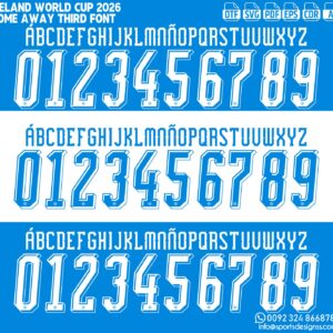 ICELAND WORLD CUP 2026 FONT by Sports Designss β a premium football jersey font inspired by modern kits. Perfect for creating professional soccer designs, team jerseys, and custom branding projects.