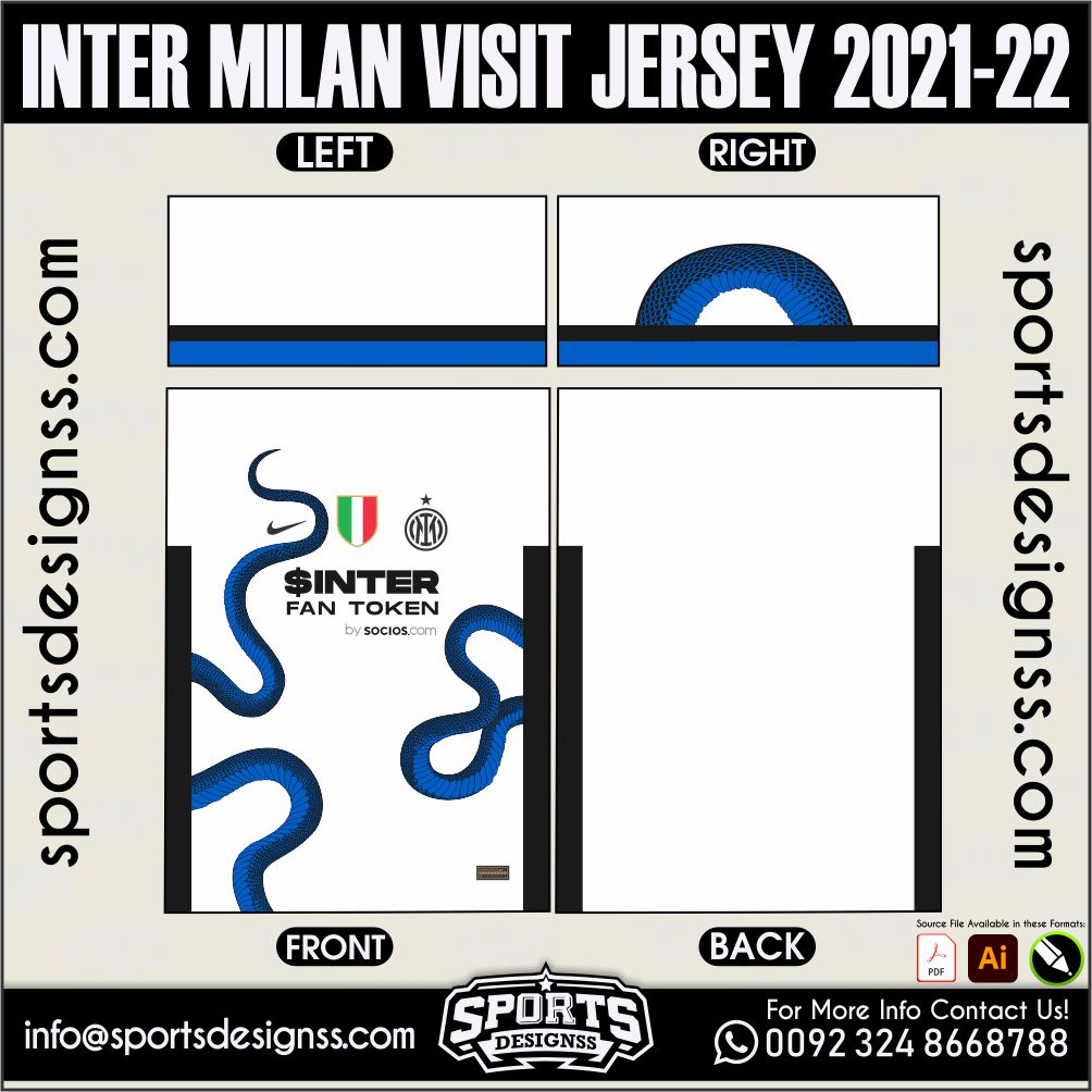 Download INTER MILAN VISIT JERSEY 2021-22. Premium sublimation football shirt design, editable AI file for custom soccer kits and printing.