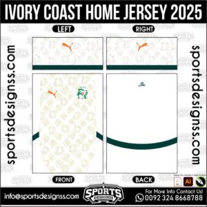 Download IVORY COAST HOME JERSEY. Premium sublimation football shirt design, editable AI file for custom soccer kits and printing.