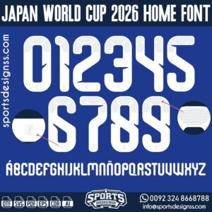 JAPAN WORLD CUP 2026 HOME FONT by Sports Designss β a premium football jersey font inspired by modern kits. Perfect for creating professional soccer designs, team jerseys, and custom branding projects.