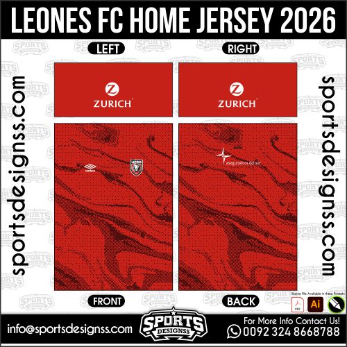 Download LEONES FC HOME JERSEY. Premium sublimation football shirt design, editable AI file for custom soccer kits and printing.