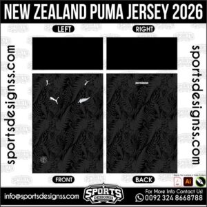 Download NEW ZEALAND PUMA JERSEY. Premium sublimation football shirt design, editable AI file for custom soccer kits and printing.