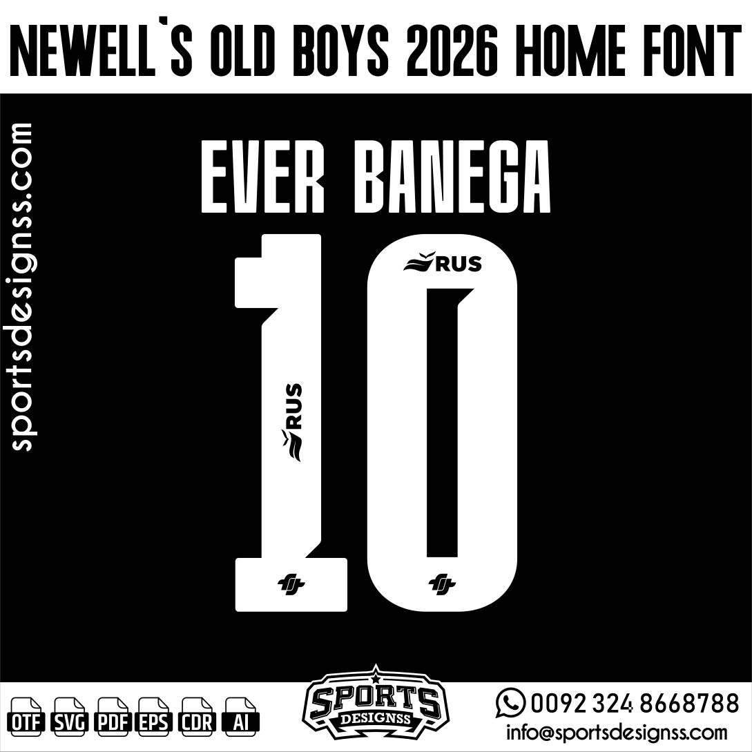 NEWELL'S OLD BOYS 2026 HOME FONT by Sports Designss – a premium football jersey font inspired by modern kits. Perfect for creating professional soccer designs, team jerseys, and custom branding projects.