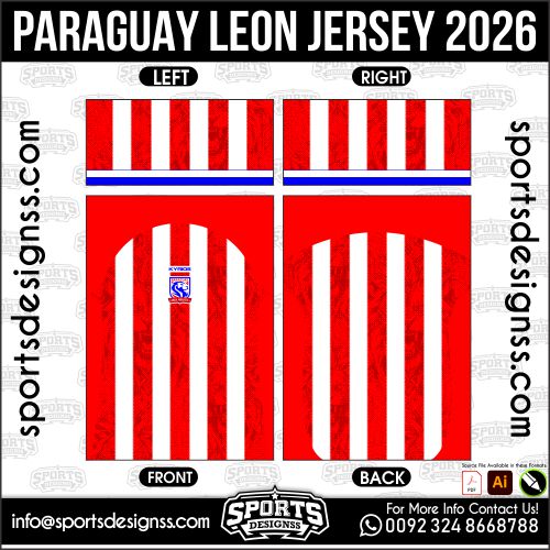 Download PARAGUAY LEON JERSEY. Premium sublimation football shirt design, editable AI file for custom soccer kits and printing.