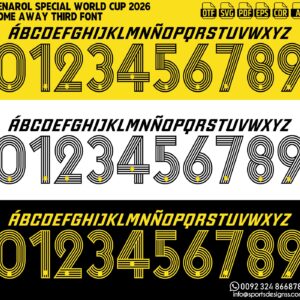 PENAROL SPECIAL WORLD CUP 2026 FONT by Sports Designss β a premium football jersey font inspired by modern kits. Perfect for creating professional soccer designs, team jerseys, and custom branding projects.