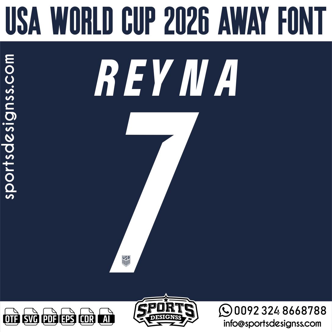 USA WORLD CUP 2026 HOME FONT by Sports Designss – a premium football jersey font inspired by modern kits. Perfect for creating professional soccer designs, team jerseys, and custom branding projects.