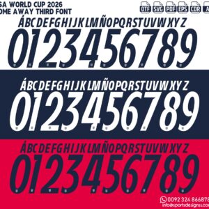 USA WORLD CUP 2026 HOME FONT by Sports Designss – a premium football jersey font inspired by modern kits. Perfect for creating professional soccer designs, team jerseys, and custom branding projects.