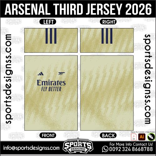 Download ARSENAL THIRD JERSEY 2026. Premium sublimation football shirt design, editable AI file for custom soccer kits and printing. Professional ARSENAL THIRD JERSEY 2026. This high-quality vector file is идеально suited for sublimation printing, custom football kits, and sportswear brands. Fully editable and ready for production.