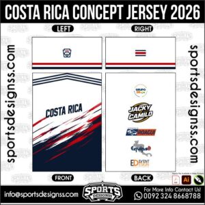 Download COSTA RICA CONCEPT JERSEY 2026. Premium sublimation football shirt design, editable AI file for custom soccer kits and printing. Professional COSTA RICA CONCEPT JERSEY 2026. This high-quality vector file is идеально suited for sublimation printing, custom football kits, and sportswear brands. Fully editable and ready for production.