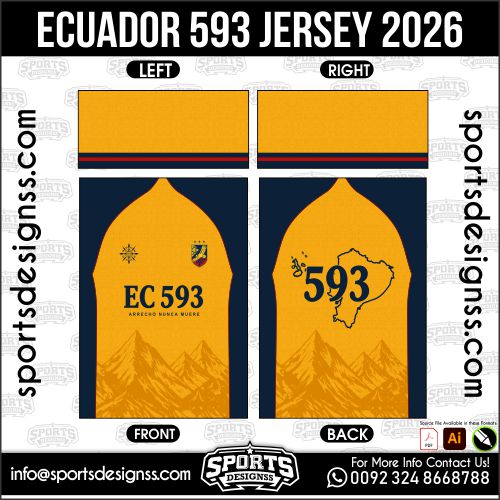 Download ECUADOR 593 JERSEY 2026. Premium sublimation football shirt design, editable AI file for custom soccer kits and printing. Professional ECUADOR 593 JERSEY 2026. This high-quality vector file is идеально suited for sublimation printing, custom football kits, and sportswear brands. Fully editable and ready for production.