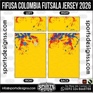 FIFUSA COLOMBIA FUTSALA JERSEY 2026. FIFUSA COLOMBIA FUTSALA JERSEY 2026, FIFUSA COLOMBIA FUTSALA JERSEY 2026.FIFUSA COLOMBIA FUTSALA JERSEY 2026, FIFUSA COLOMBIA FUTSALA JERSEY 2026, FIFUSA COLOMBIA FUTSALA JERSEY 2026 SHIRT VECTOR, NEW FIFUSA COLOMBIA FUTSALA JERSEY 2026. Sublimation Football Shirt Pattern, Soccer JERSEY Printing Files, Football Shirt Ai Files, Football Shirt Vector, Football Kit Vector, Sublimation Soccer JERSEY Printing Files,
