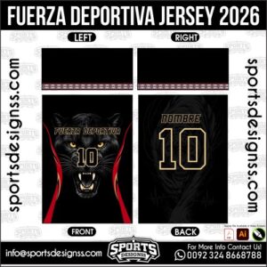 Download FUERZA DEPORTIVA JERSEY 2026. Premium sublimation football shirt design, editable AI file for custom soccer kits and printing. Professional FUERZA DEPORTIVA JERSEY 2026. This high-quality vector file is идеально suited for sublimation printing, custom football kits, and sportswear brands. Fully editable and ready for production.