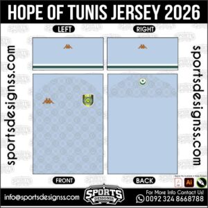 Download HOPE OF TUNIS JERSEY 2026. Premium sublimation football shirt design, editable AI file for custom soccer kits and printing. Professional HOPE OF TUNIS JERSEY 2026. This high-quality vector file is идеально suited for sublimation printing, custom football kits, and sportswear brands. Fully editable and ready for production.