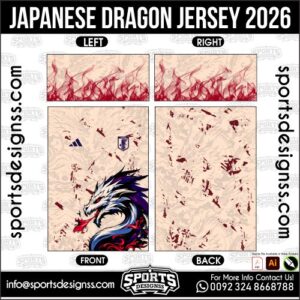 Download JAPANESE DRAGON JERSEY 2026. Premium sublimation football shirt design, editable AI file for custom soccer kits and printing. Professional JAPANESE DRAGON JERSEY 2026. This high-quality vector file is идеально suited for sublimation printing, custom football kits, and sportswear brands. Fully editable and ready for production.