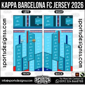 Download KAPPA BARCELONA FC JERSEY 2026. Premium sublimation football shirt design, editable AI file for custom soccer kits and printing. Professional KAPPA BARCELONA FC JERSEY 2026. This high-quality vector file is идеально suited for sublimation printing, custom football kits, and sportswear brands. Fully editable and ready for production.