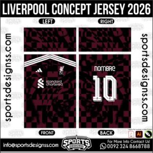 Download LIVERPOOL CONCEPT JERSEY 2026. Premium sublimation football shirt design, editable AI file for custom soccer kits and printing. Professional LIVERPOOL CONCEPT JERSEY 2026. This high-quality vector file is идеально suited for sublimation printing, custom football kits, and sportswear brands. Fully editable and ready for production.