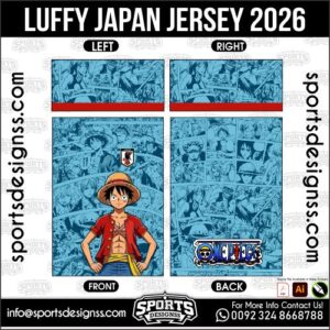 Download LUFFY JAPAN JERSEY 2026. Premium sublimation football shirt design, editable AI file for custom soccer kits and printing. Professional LUFFY JAPAN JERSEY 2026. This high-quality vector file is идеально suited for sublimation printing, custom football kits, and sportswear brands. Fully editable and ready for production.
