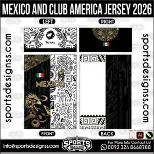 Download MEXICO AND CLUB AMERICA JERSEY 2026. Premium sublimation football shirt design, editable AI file for custom soccer kits and printing. Professional MEXICO AND CLUB AMERICA JERSEY 2026. This high-quality vector file is идеально suited for sublimation printing, custom football kits, and sportswear brands. Fully editable and ready for production.