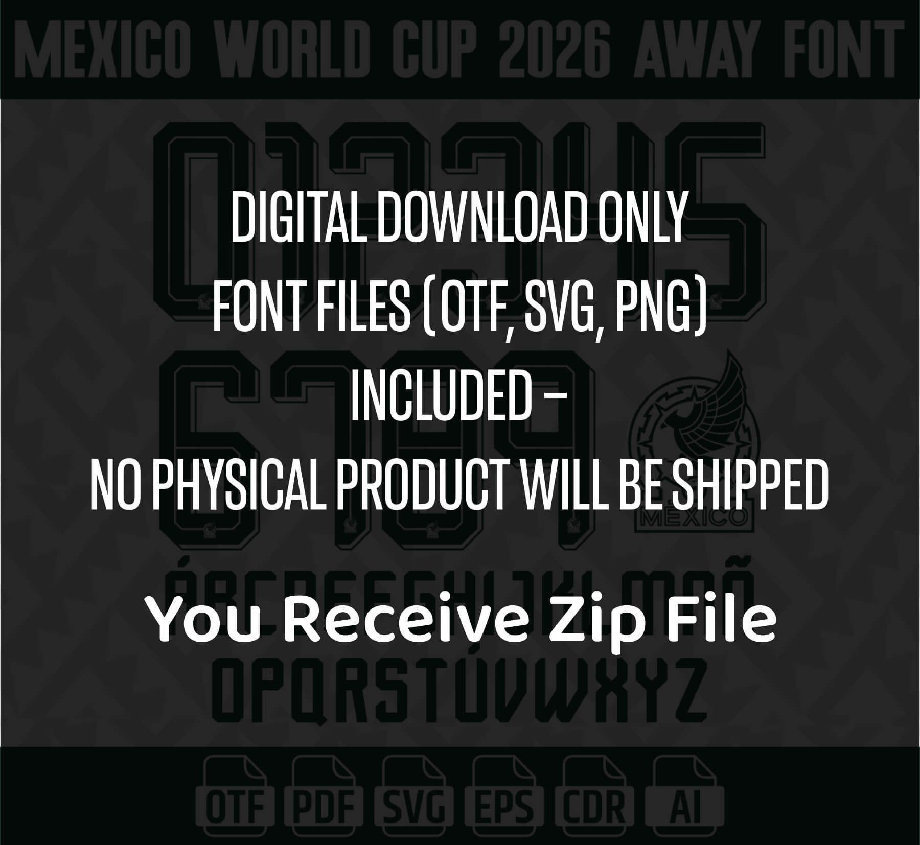 Mexico World Cup 2026 Away Jersey Font | OTF SVG PDF AI EPS CDR | Soccer Name & Number Typeface - Image 6